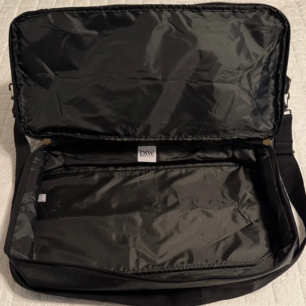 DSW Black and White Plaid Overnight  Bag